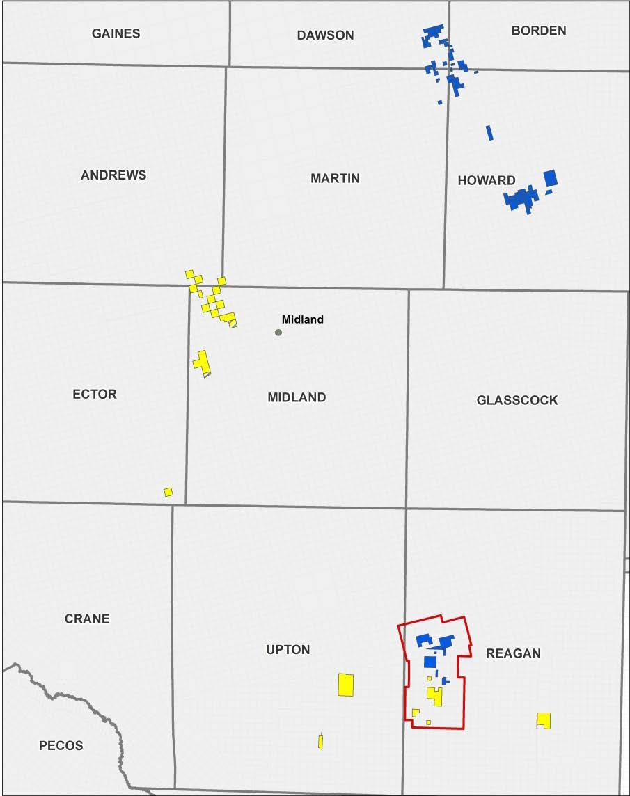 CALLON - PRO FORMA Pending Acquisitions include Big Star (primarily Howard County) and Western Reagan County AMI 12,951 core net surface acres delineated for Spraberry/Wolfcamp development (1)