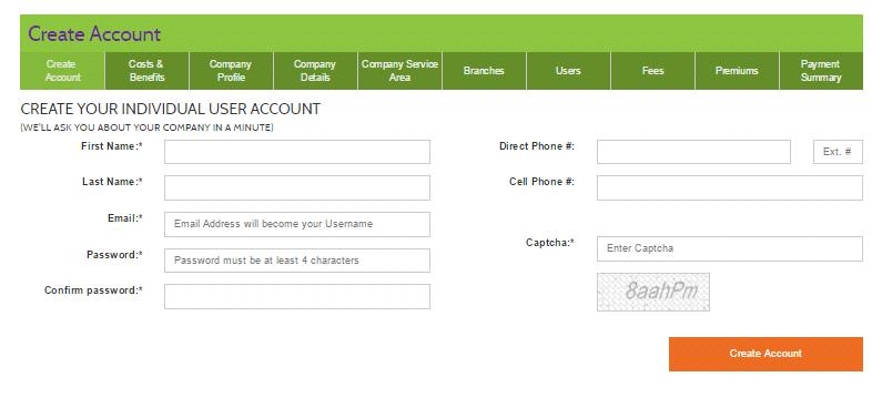 creating your individual account Complete required fields with