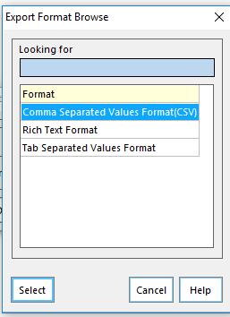 Separated Values Format (TSV) Select the appropriate format (CSV) Click the