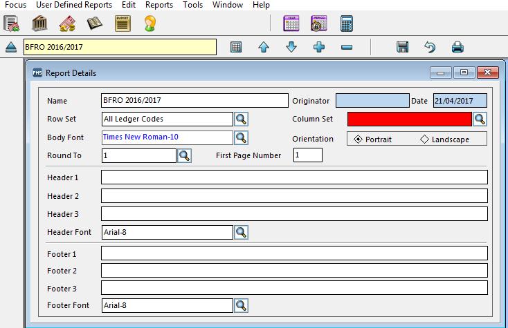 Column Set details When looking at the columns you will be identifying data attached to that information, e.g. actuals, budget allocated etc.