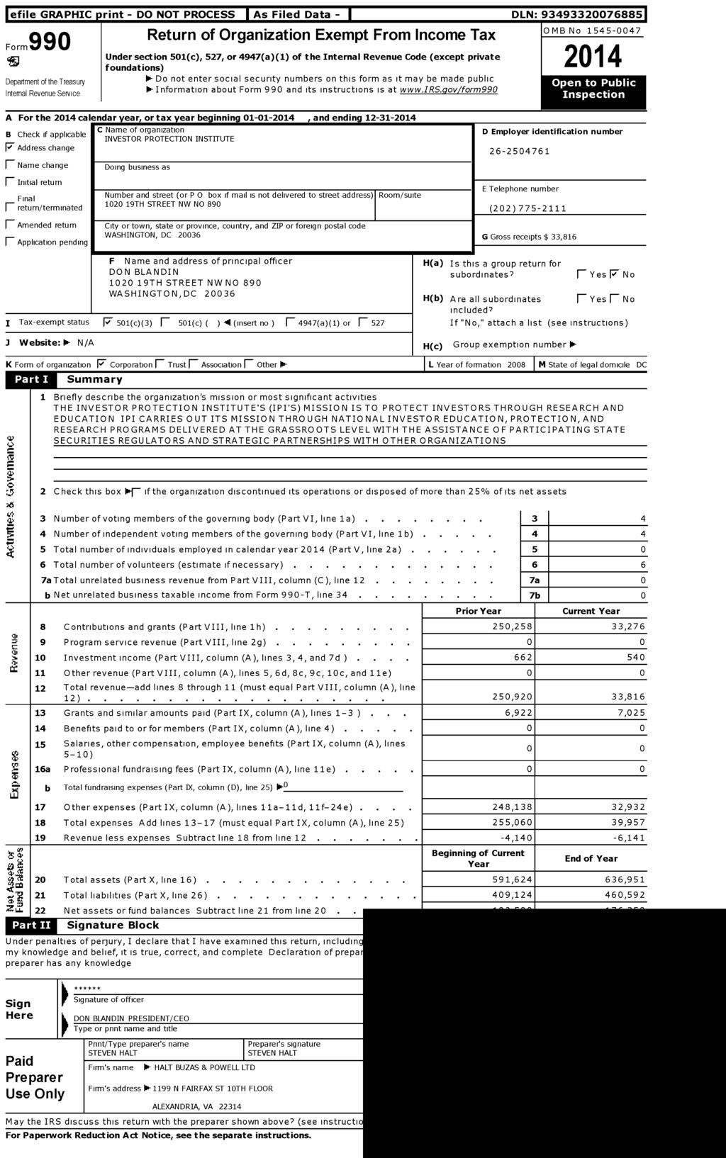 lefile GRAPHIC print - DO NOT PROCESS I As Filed Data - I DLN: 934933200768851 OMB 1545-0047 990 Return of Organization Exempt From Income Tax Form Under section 501 (c), 527, or 4947 ( a)(1) of the