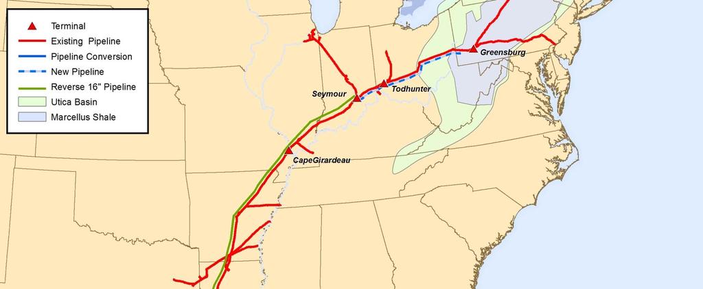 Appalachia to Texas (ATEX) Express P/L Transport Ethane from Marcellus / Utica Shale 200 150 145 155 Volumes 175 185 200 MBPD 100 Proposed Ethane Header P/L 550-mile