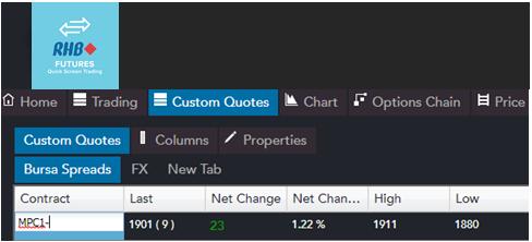 3.0 RHB Futures QST Lite Add Futures Contract A simple way to add contract in RHB Futures QST is to key in the code as follows: (Product Code) + (Number of the nearest contact month) + (-) For
