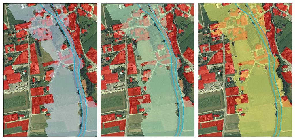 Application to a province in Austria: Recent damage potential Recent damage potential obtained by overlay of cadastrial maps with inundation maps (HQ