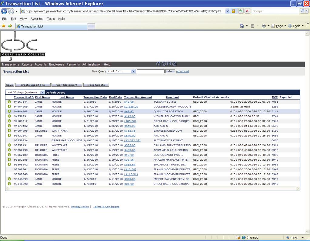 Viewing/Reviewing Transactions Continued 4. This will take you to the Transactions List page. This screen will display all transactions that you have authority to review/update. 5.