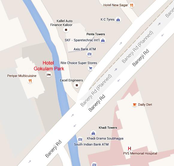 Route Map to the Venue of the AGM Hotel Gokulam Park,