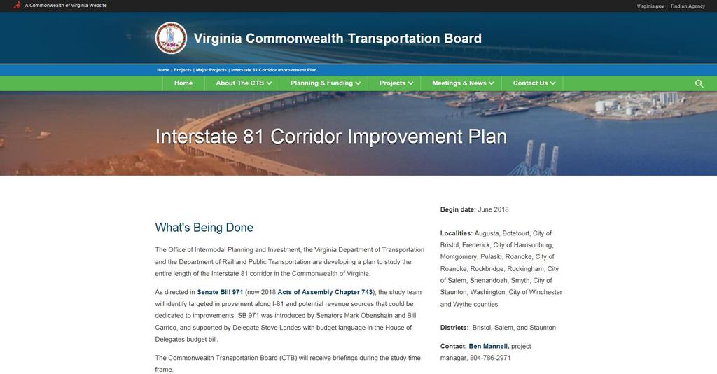 Providing Feedback VA81Corridor.org Project website: http://www.va81corridor.