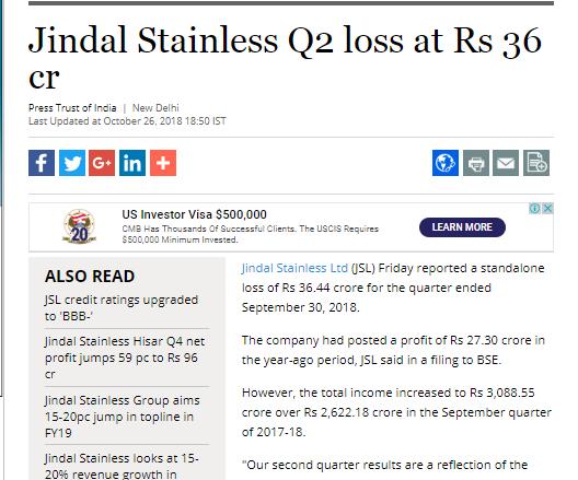 www.business-standard.com Weblink: https://www.business-standard.com/article/pti-stories/jindal-stainless-q2-loss-at-rs-36-cr- 118102601111_1.html Jindal Stainless Q2 loss at Rs 36 Cr.