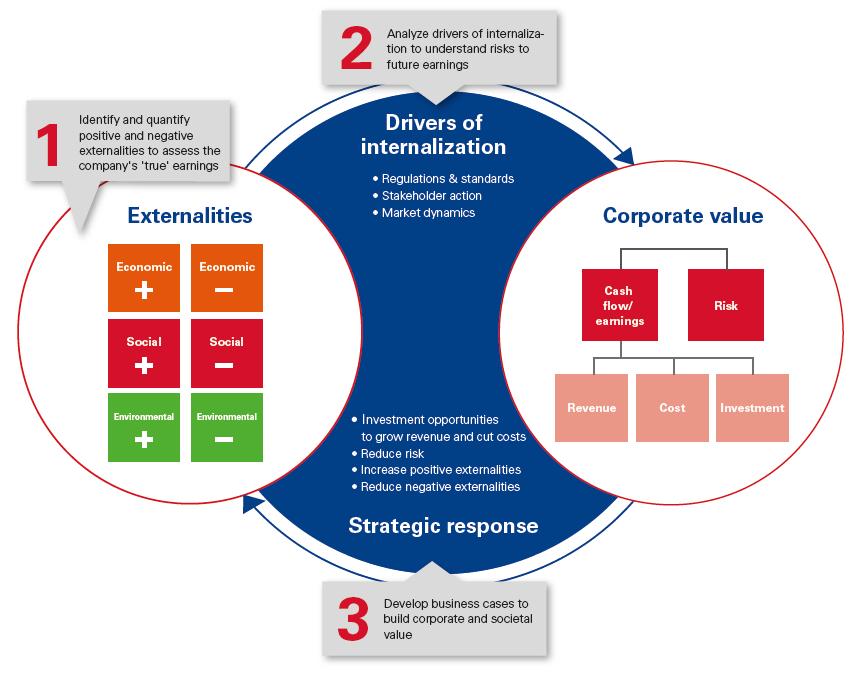 KPMG s TRUE VALUE METHODOLOGY 3 steps approach 1 ASSESS THE COMPANY S TRUE EARNINGS by identifying and quantifying its material externalities 2 UNDERSTAND FUTURE EARNINGS AT RISK by analyzing
