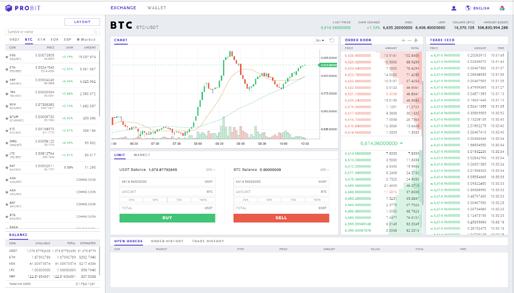 TRADING ENVIRONMENT FULLY CUSTOMIZABLE DASHBOARD ProBit aims to have a comprehensive interface that will be powerful to professional traders and at the same time will be very convenient and easy for