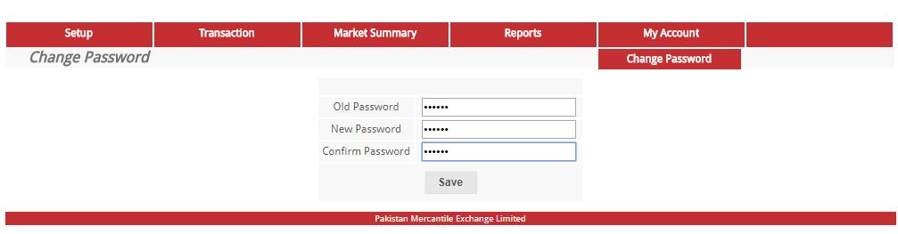 4. My Account Click the Change Password from drop down menu.