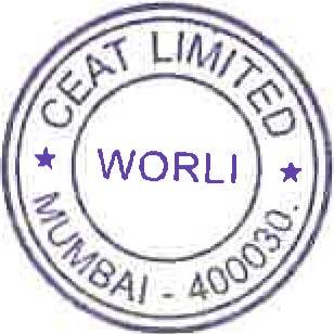C::AT CEAT LIMITED CIN : L25100MH1958PLC011041 Registered Office RPG House, 463, Dr. Annie Besant Road, Mumbai 400 030.