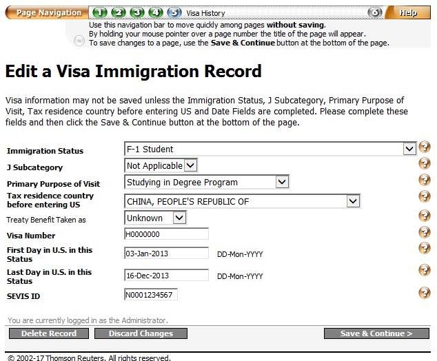 Appendix I: FNIS Data Entry Instructions Step 5 Visa Number: enter the red eight alphanumeric characters (letters and numbers) printed on the visa you used for this visit.