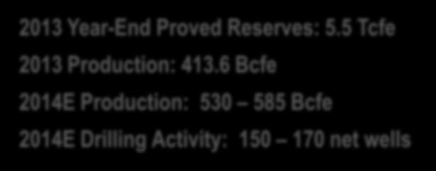 Marcellus Shale ~200,000 net acres Current Rig Count: 6 2014E Drilling Activity: ~110