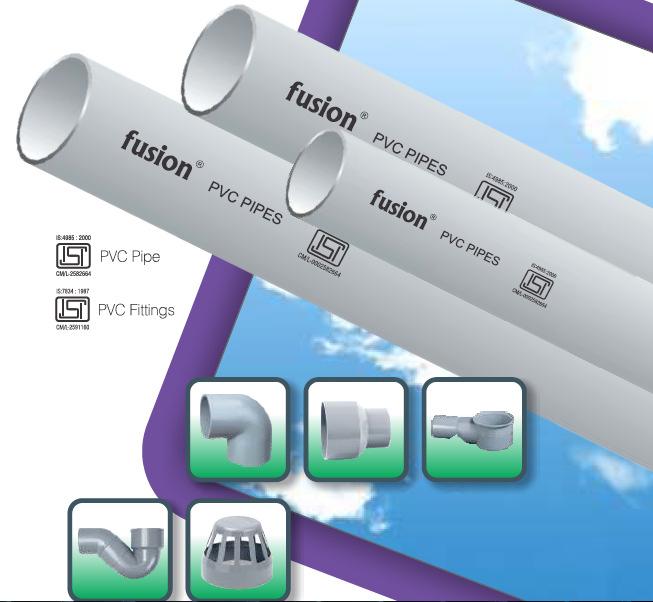 Advantages Long life span 50 to 100 years as per DIN-8077/78. Fusion PPR-Pipe is Food Grade and Hygienic. Easy Installation conventional jointing system. Low cost.
