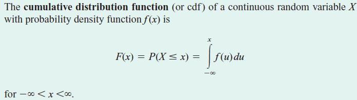 3 4.2 Cumulative Distribution Function Another way to describe the probability distribution of a random