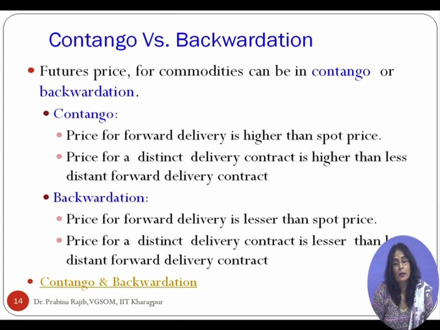 (Refer Slide Time: 26:03) Now, so let us discuss little bit on what is the contango and backwardation.