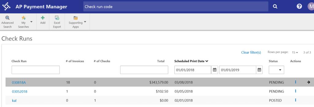 Remove invoices Delete check run To modify a check run from the AP Payment Manager main view select the check run to be modified.