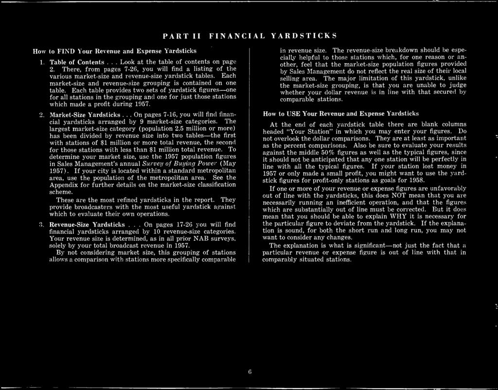 www.americanradiohistory.com How to FIND Your Revenue and Expense Yardsticks PART II FINANCIAL 1. Table of Contents... Look at the table of contents on page 2.