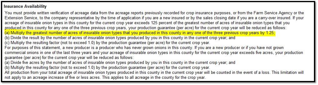 QUESTION 18-48 PREVENTED PLANTING ONION TYPE ELIGIBILITY Could you please clarify the language below to me as it is being presented to us in a different interpretation then my own and I don t want to