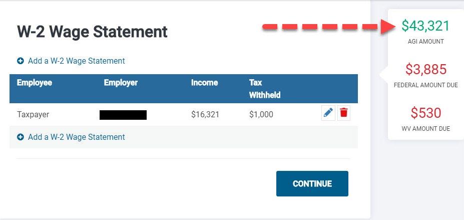 TaxSlayer Online Enhancements User Interface and Form Changes Federal AGI Display In addition to the refund or balance due,
