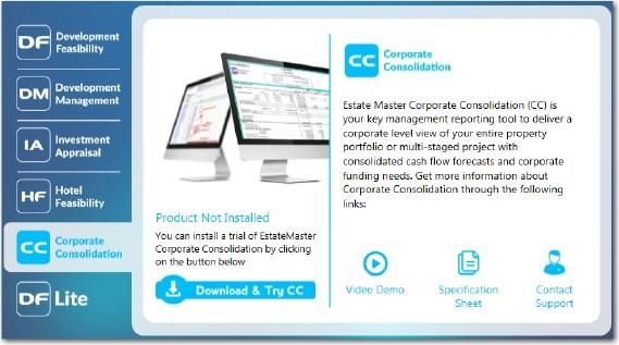 Starting the Application Software is not Installed When the CC software is not installed on the active machine, the following will be displayed on the product tab: A brief