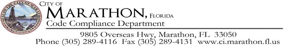 Code Compliance Board Action Minutes, October 8, 2014 City of Marathon Fire Station 8900 Overseas Highway, Marathon, Florida 33050 A.