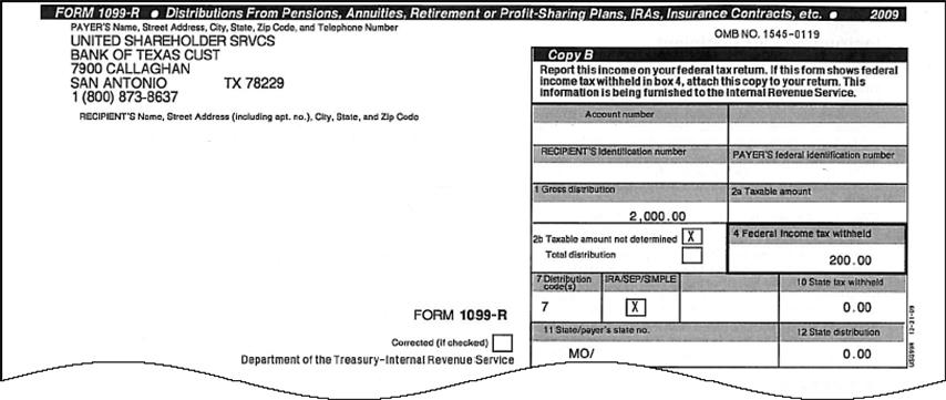 Form 1099-R Form 1099-R: What is it? Form 1099-R provides information regarding distributions from: IRA Accounts (Traditional, Rollover, ROTH, SEP and SIMPLE) 403(b)(7) Accounts Who Receives it?