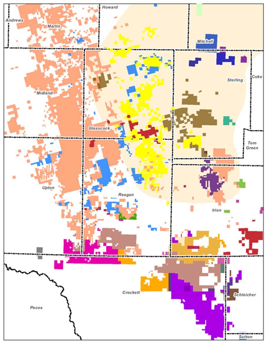 Permian Basin: Garden City Core Area Laredo ~142,000 net acres in Glasscock, Reagan, Howard and Sterling counties; >325 sections Ongoing vertical program Multiple horizontal targets, each now with