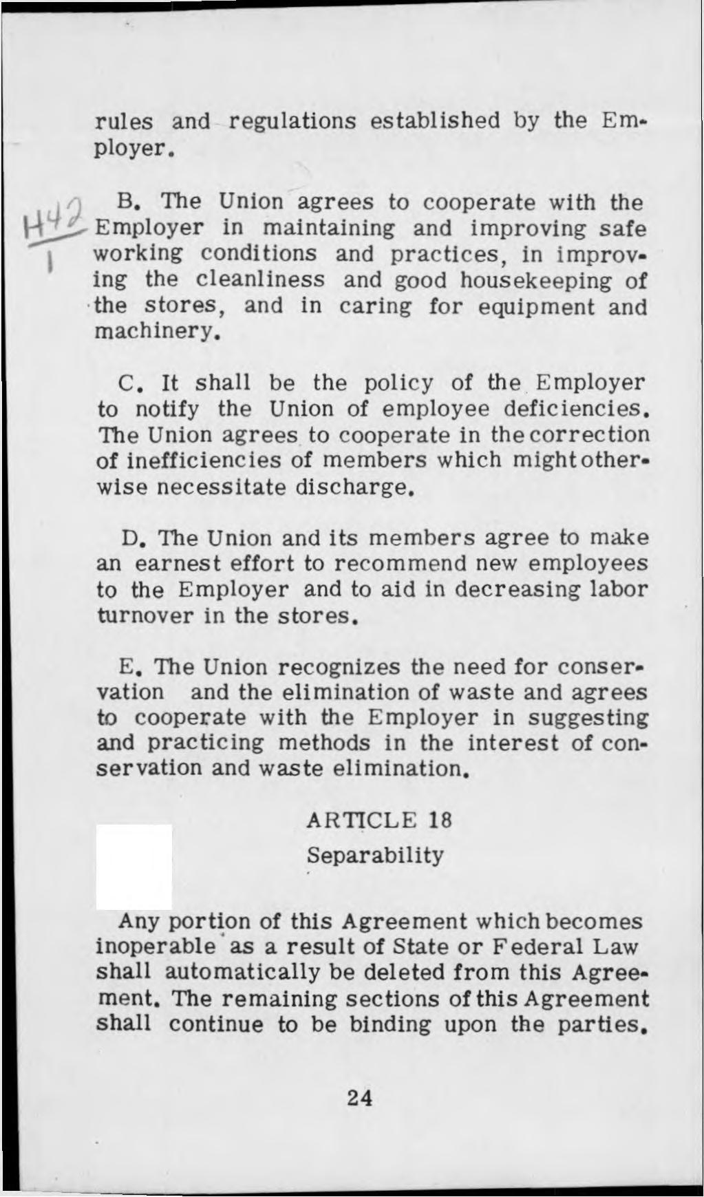 rules and regulations established by the Employer. B.