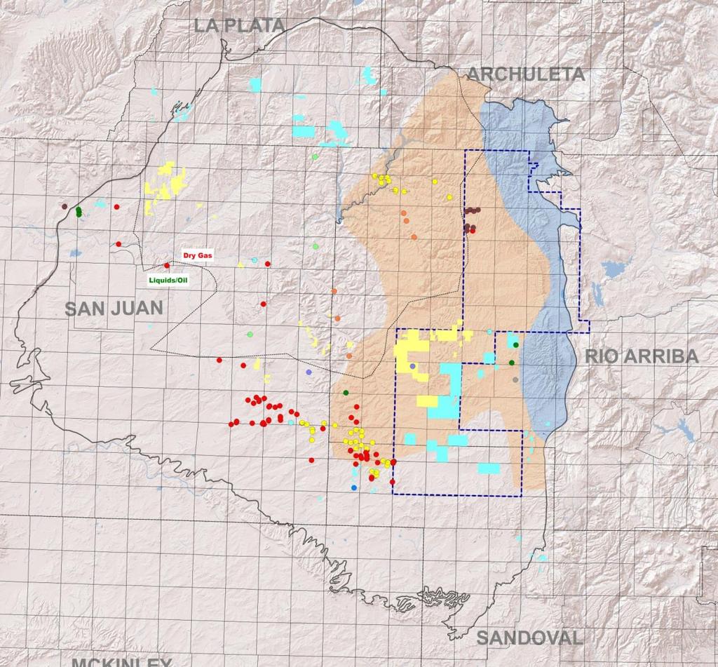 San Juan Basin Mancos Shale EVEP Acreage EnerVest Acreage Encana WPX Over 20,000 EVEP net acres may be prospective for Mancos Shale Both oil and wet gas windows