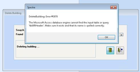 SYSTEM TASKS DELETIONS DELETE BUILDINGS Some clients reported getting the following error