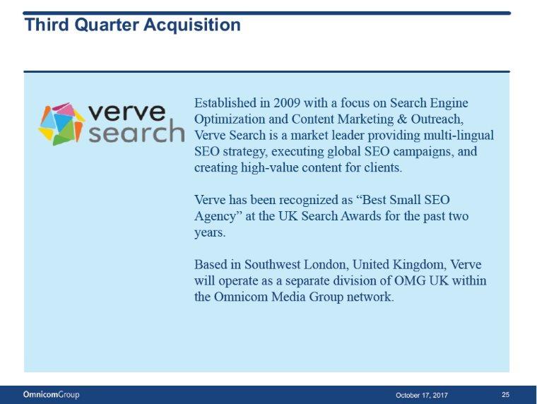 Third Quarter Acquisition Established in 2009 with a focus on Search Engine Optimization and Content Marketing & Outreach, Verve Search is a market leader providing multi-lingual SEO strategy,
