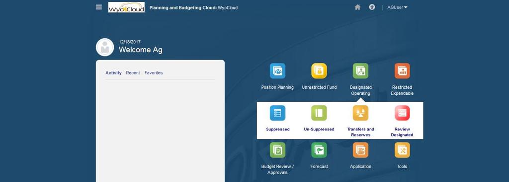 WyoCloud Planning and Budgeting The University of Wyoming (UW) is leading an effort to modernize the budgeting function within the WyoCloud Project.