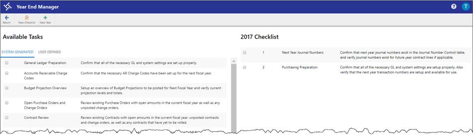 The selected tasks are removed from the Checklist pane and added to the Available Tasks pane. The remaining tasks in the checklist are renumbered accordingly. 12.