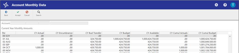 Totals To view account totals, click Totals on the Account Inquiry screen.
