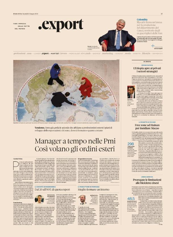 The Tuesday of Il Sole 24 ORE looks at companies that try to conquer new markets abroad, who want to play the card of internationalization. With.