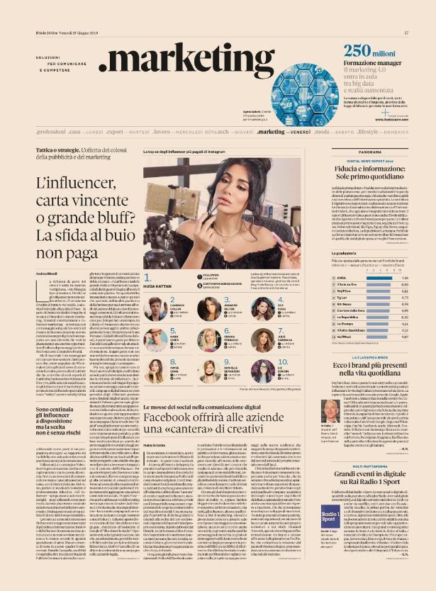 The Friday of Il Sole 24 ORE focuses on the world of marketing and media through pages dedicated to all communication strategies that can change the life of a company. The.