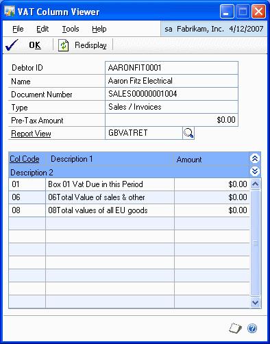 CHAPTER 8 REPORTS AND ENQUIRY Viewing VAT columns You can use the VAT Column Viewer to view the VAT value in the columns for a transaction which will appear on the VAT Daybook report.