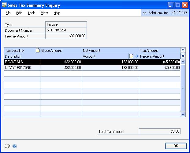 CHAPTER 8 REPORTS AND ENQUIRY To view the reverse charge VAT for Sales Order Processing transactions: 1. Open the Sales Tax Summary Enquiry window.