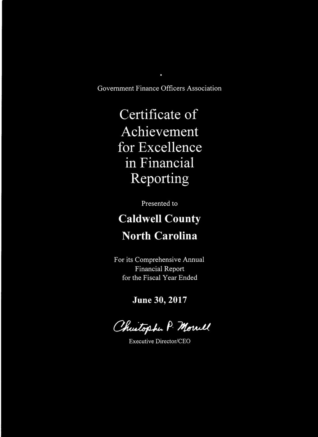 Caldwell County North Carolina For its Comprehensive Annual