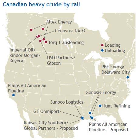 Rail off-load capacity adds to convergence at Nederland Blocked and delayed pipeline projects have led to more crude-byrail movements from Canada Build-out