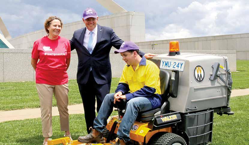 Man with disability cuts politicians grass Fulfilling a long-held dream, a Capalaba man journeyed to Canberra and mowed the lawn on top of Parliament House.