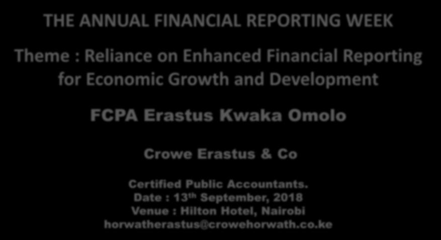 and Development FCPA Erastus Kwaka Omolo Crowe