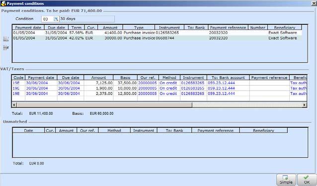 Chapter 2 Cash Flow Process The Payment date column is empty when the purchase order is defined because you have not received the purchase invoice that specifies when you have to pay.
