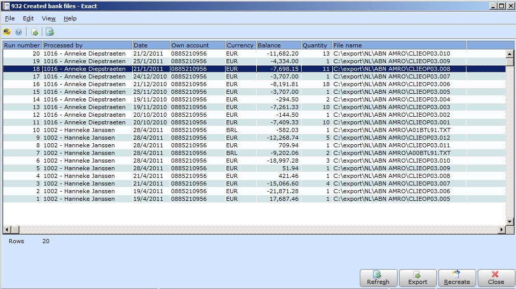 Chapter 2 Cash Flow Process 2.2.6 Recreating exported bank files All exported bank files can be recreated.