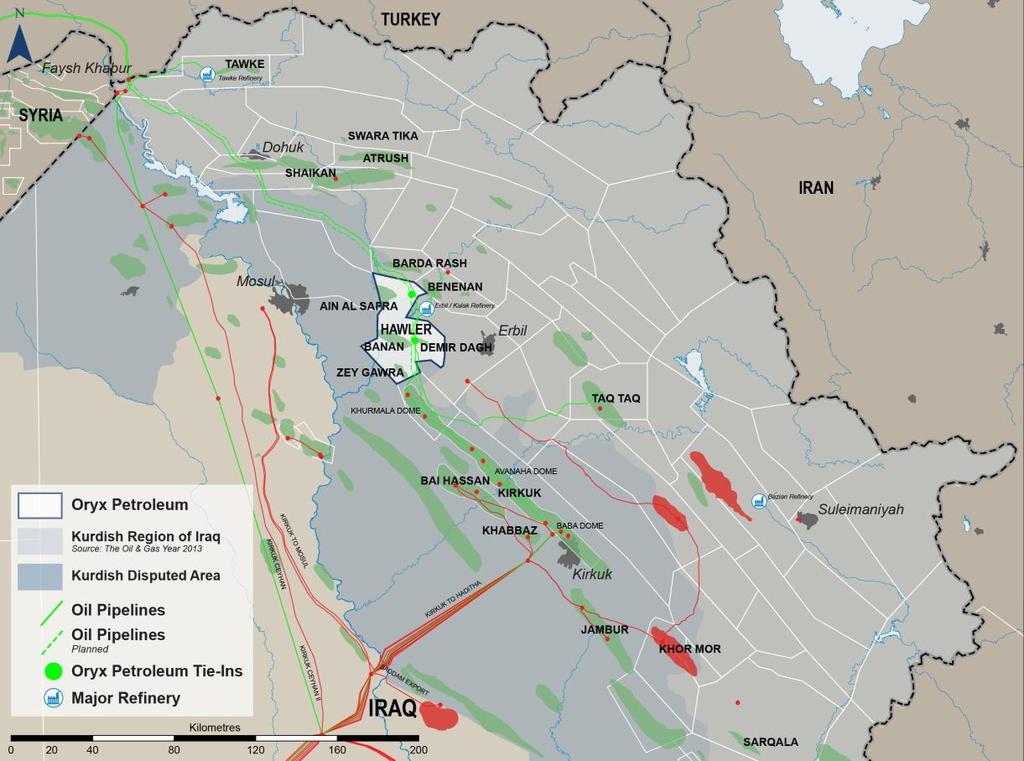 KURDISTAN REGION: SUPPLY DYNAMICS ITP 40 & 46 pipelines, 600 & 900 Mbbl/d capacity To Ceyhan KRI - Turkey 24/36 oil pipeline, 700 Mbbl/d capacity Domestic Sales: