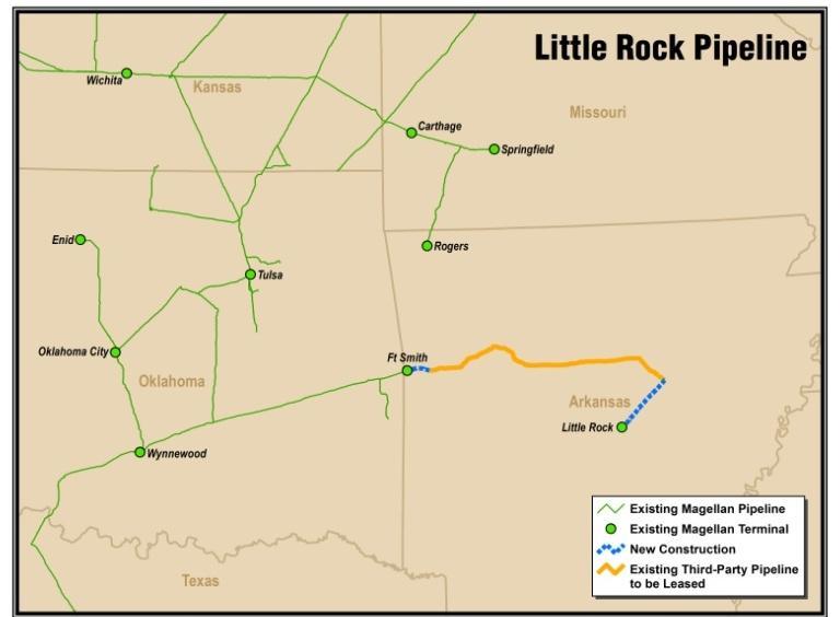 Little Rock Pipeline Midcontinent refiners do not currently have access to Little Rock via pipeline Our existing refined products pipeline system only extends to Ft.
