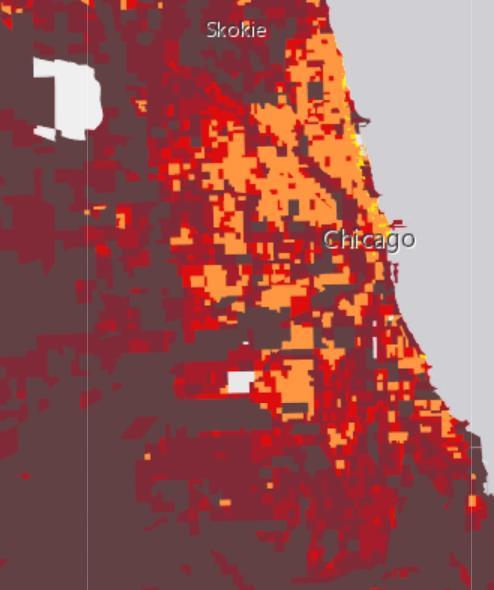 Figure 2: Population Density in Chicago There is around 11% of the population 65 years and older and around 22% of the population 18 years and younger, according to the 2016 Census 6.
