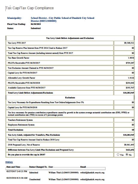 Tax Cap Calculation Open Book New York Office of the State Comptroller Thomas P.